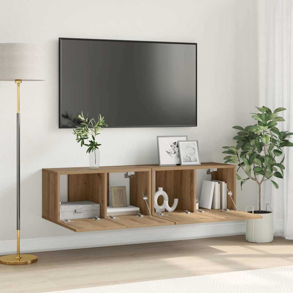 TV Cabinet Set Artisan Oak MDF Medium TV Cabinet Rectangular - R and M Furniture