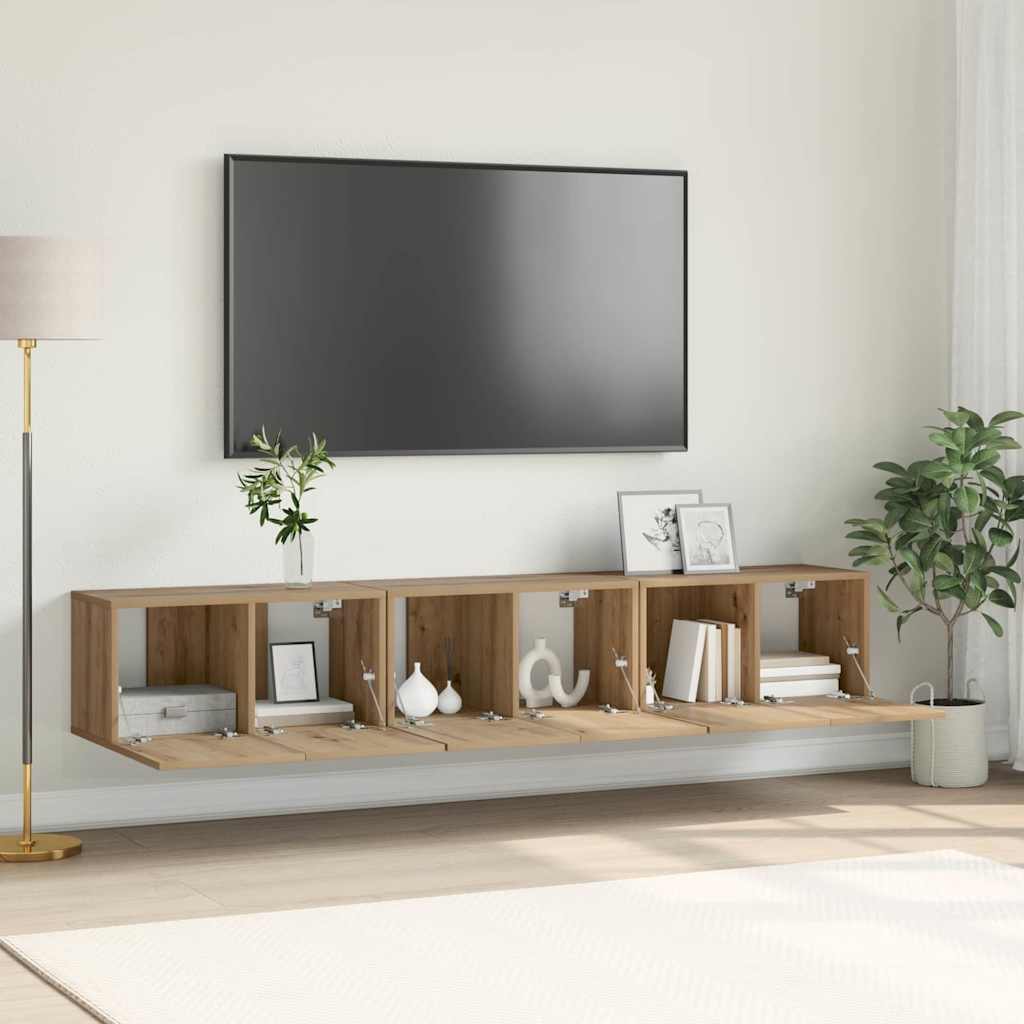 TV Cabinet Set Artisan Oak MDF, Veneer Medium TV Cabinet - Merlin Deals