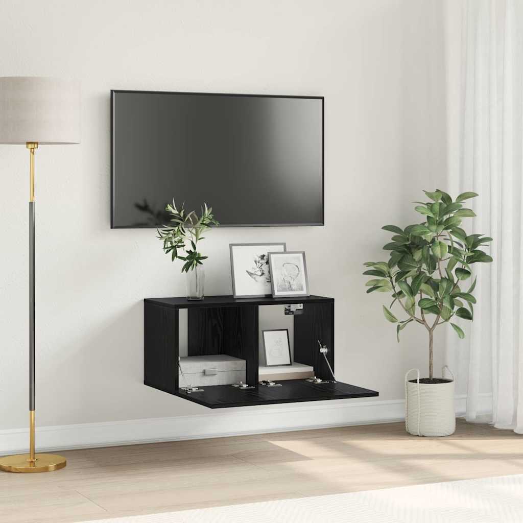 TV Cabinet Set Black Oak Engineered wood Medium TV Cabinet - Sid & Sam