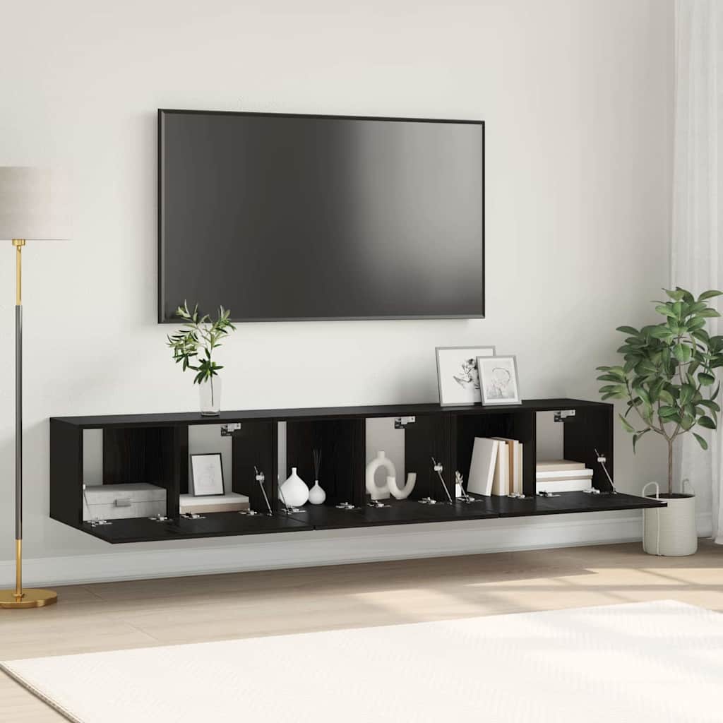 TV Cabinet Set Black Oak Engineered wood Medium TV Cabinet - Merkel Designers