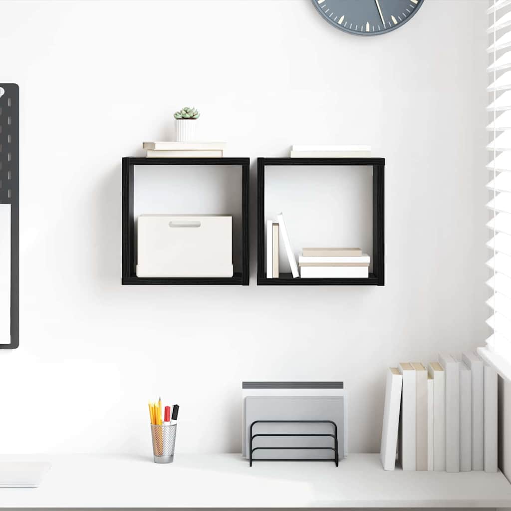 Wall Shelves Black Oak MDF 26 x 15 x 26 cm Wall Shelves Square - Tyrell & Tyrell