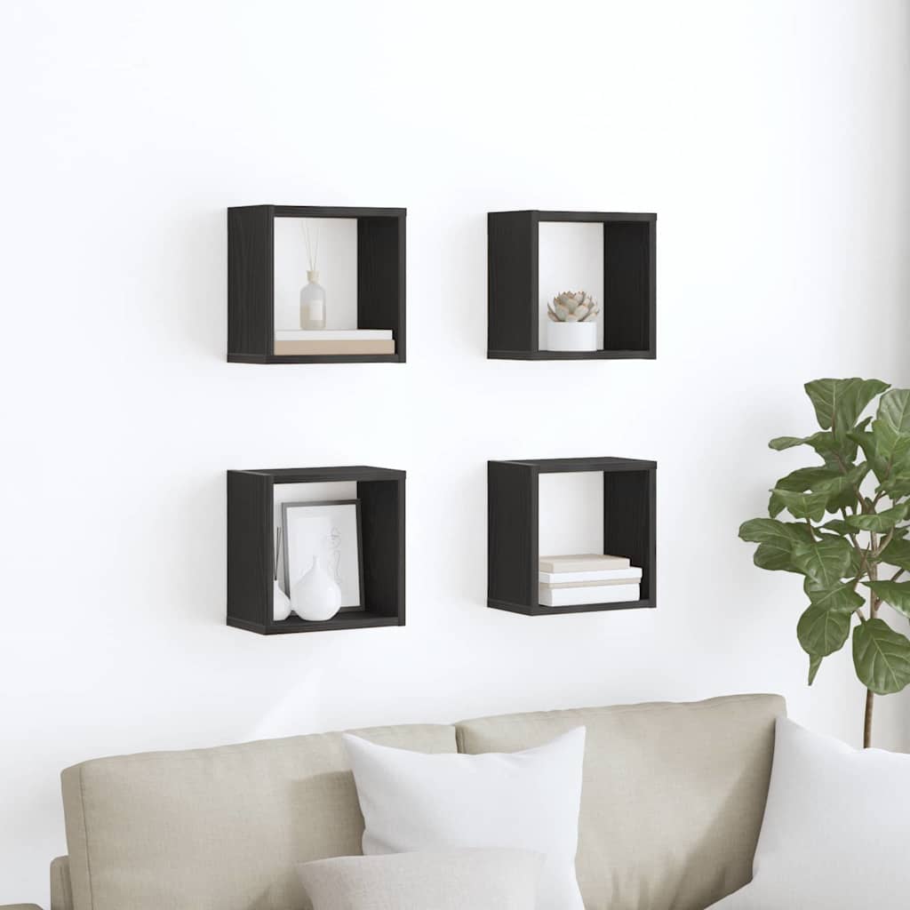 Wall-Mounted Shelves Black oak Engineered wood 26 x 15 x 26 cm - All Things Good