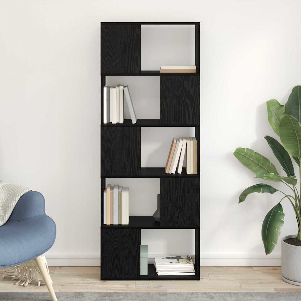 Bookshelf Black oak Engineered wood 60 x 24 x 155 cm - Discount Dealers