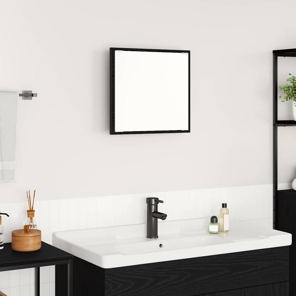 LED Bathroom Mirror Black Oak 40x8.5x37 cm Engineered Wood - All Things Good