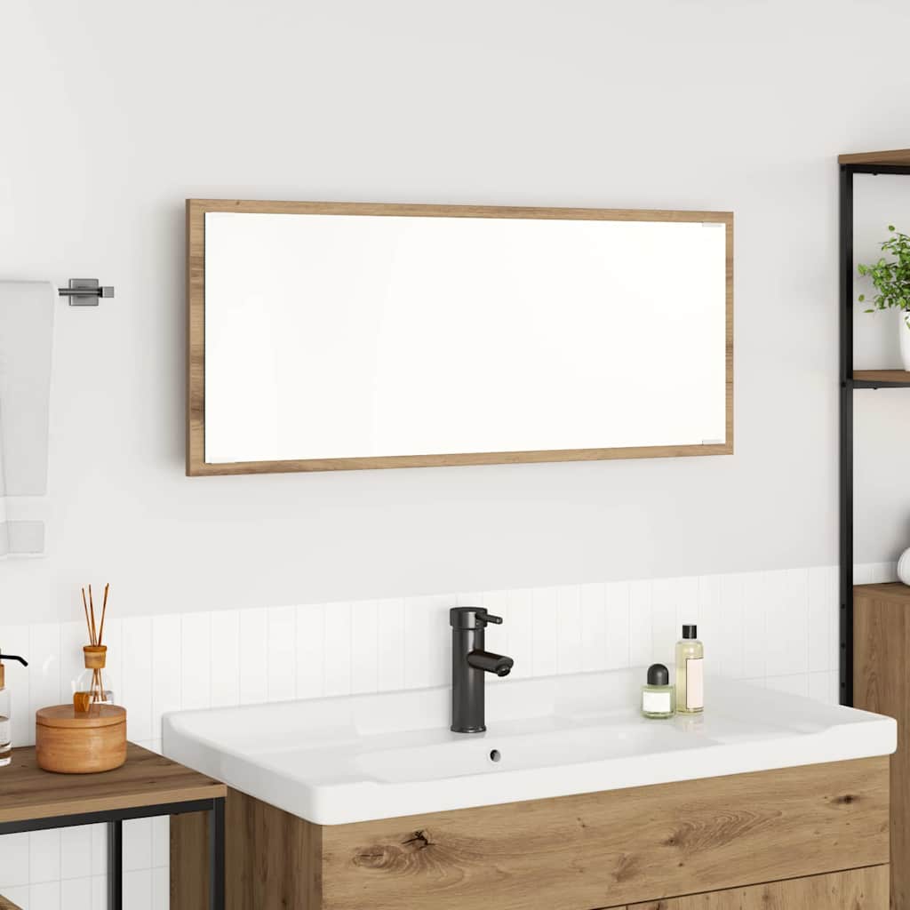 Bathroom Mirror Artisan oak Engineered wood, Glass 90 x 8.5 x 37 cm - Merlin Deals