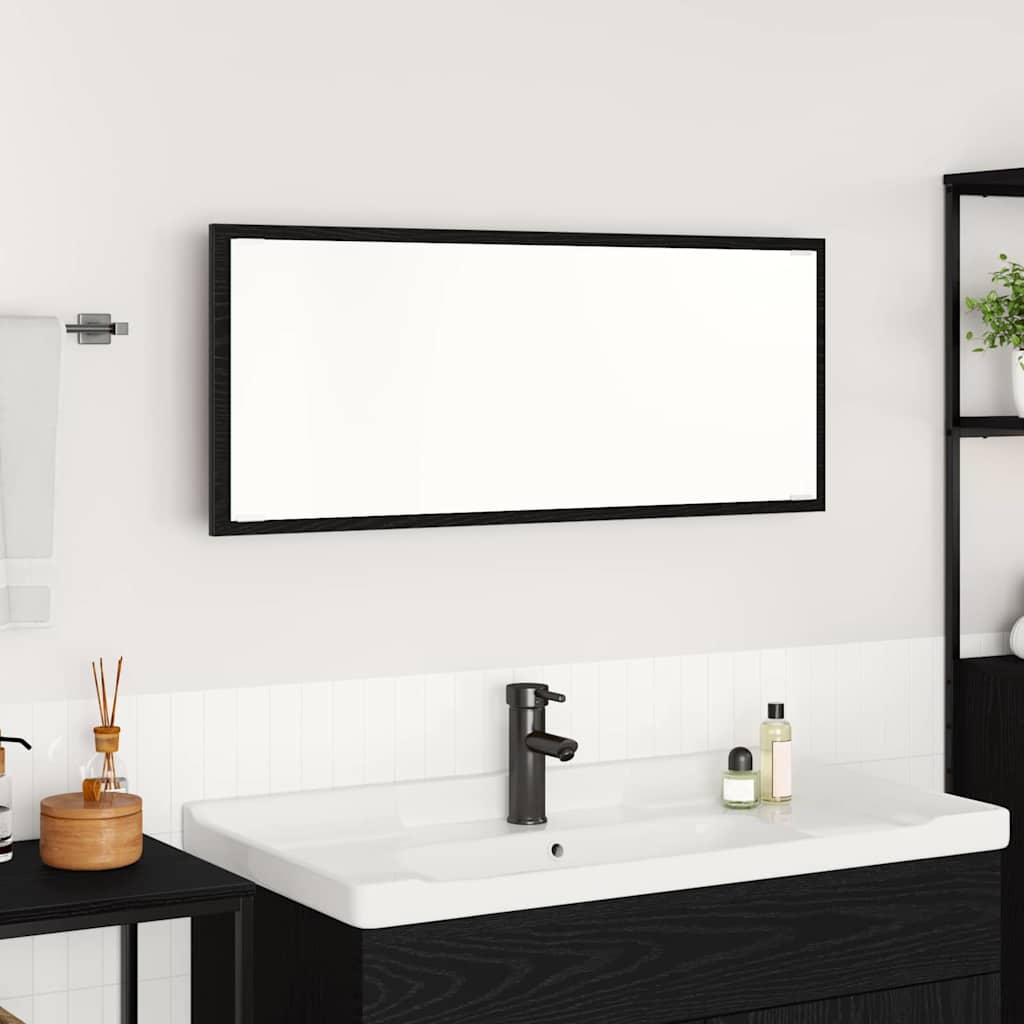 Bathroom Mirror Black oak Glass, MDF Large Mirror - Sid & Sam