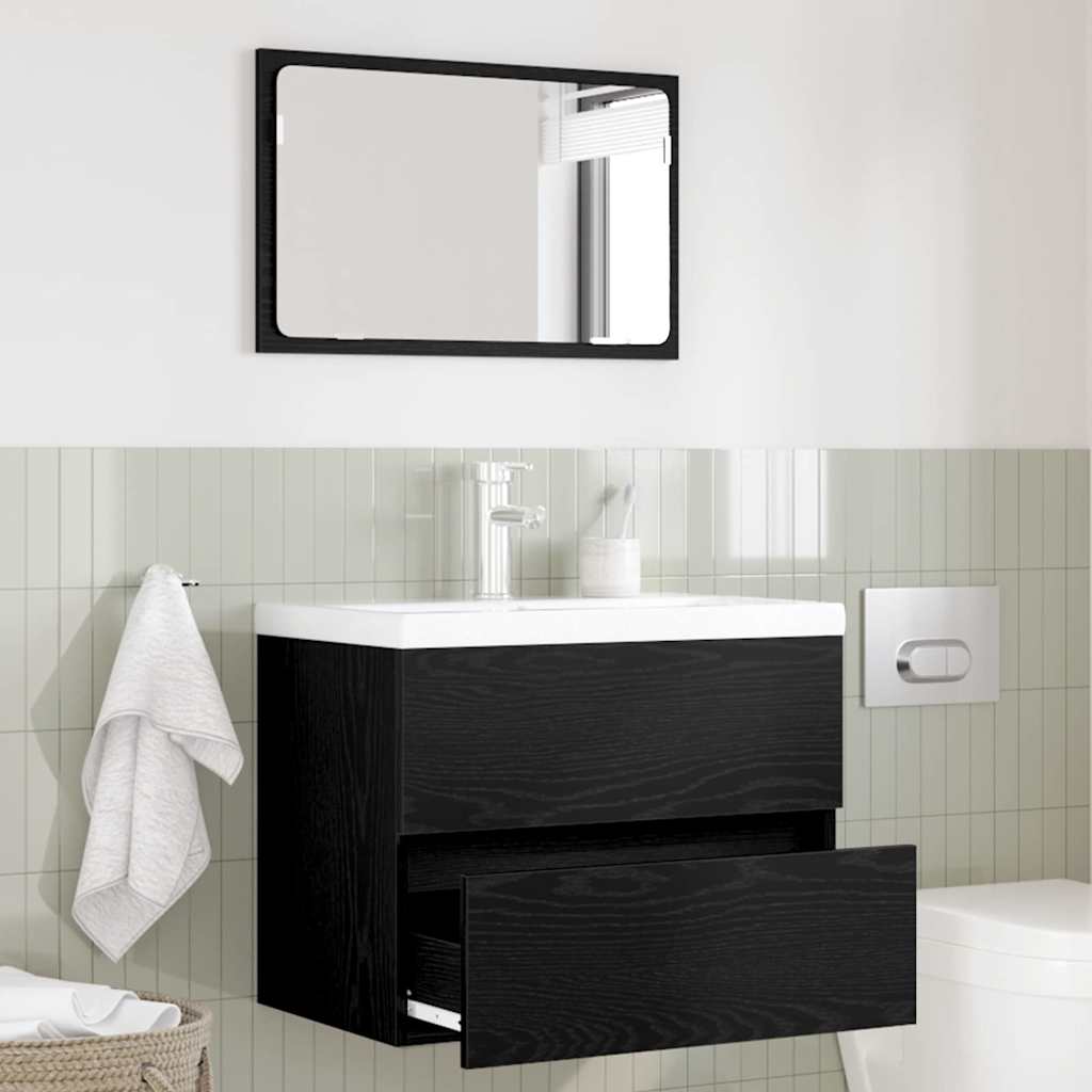 2 Piece Bathroom Furniture Set Black Oak Engineered Wood - R and M Furniture