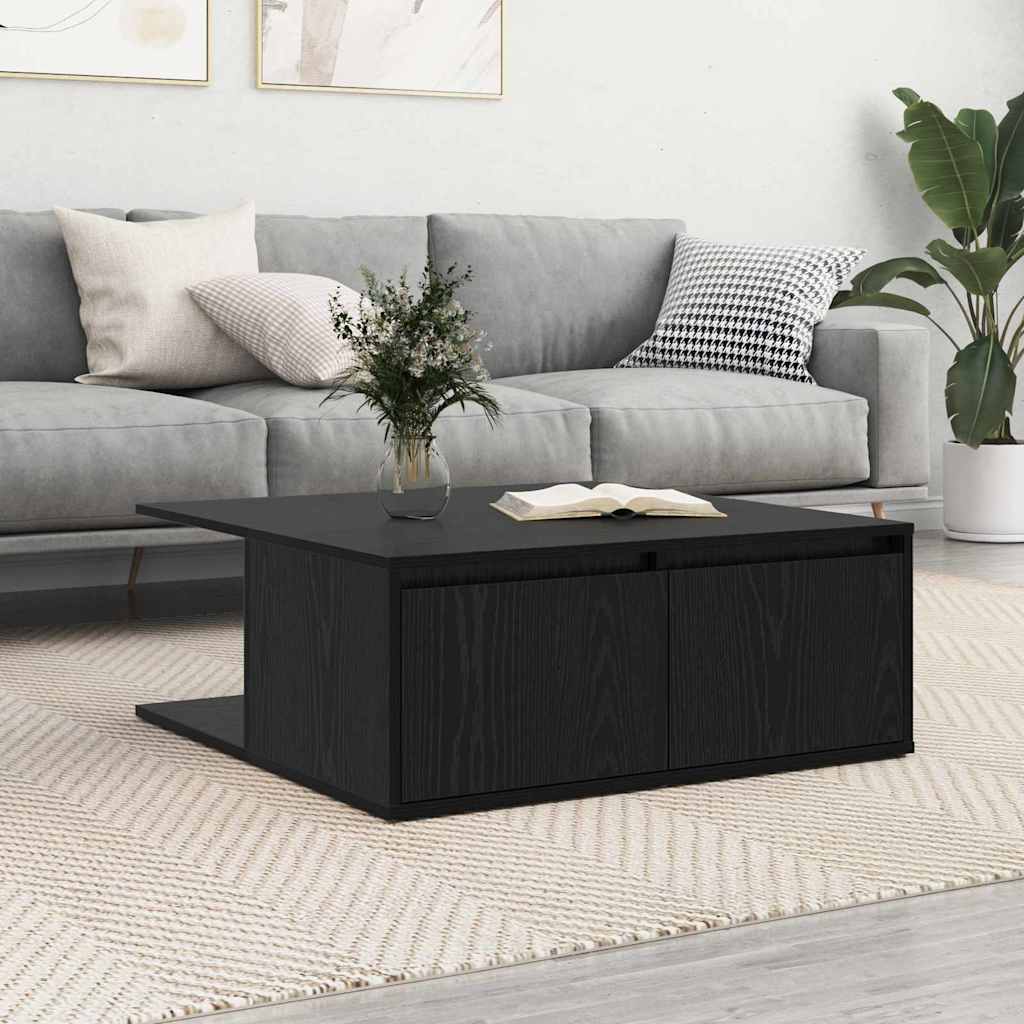 Coffee Table Black oak 80 x 80 x 31 cm Engineered wood - Merkel Designers