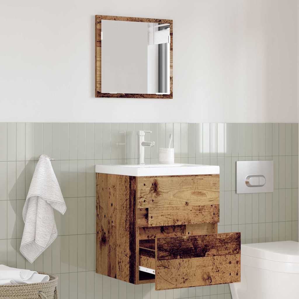 Bathroom Storage Cabinet Old Wood MDF with Wood Veneer Medium - Decor Base