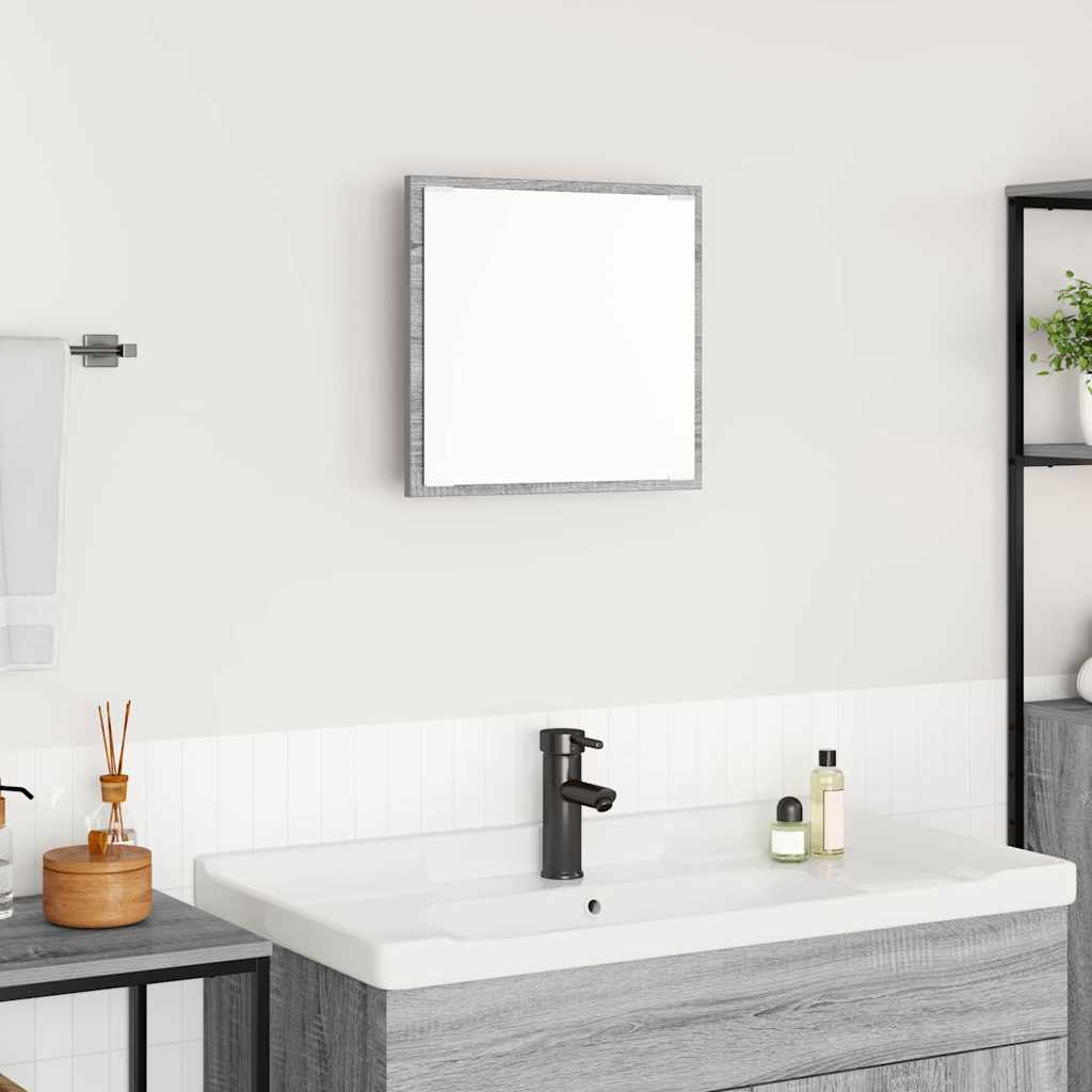 LED Bathroom Mirror Grey Sonoma 40x8.5x37 cm Engineered Wood - Merkel Designers