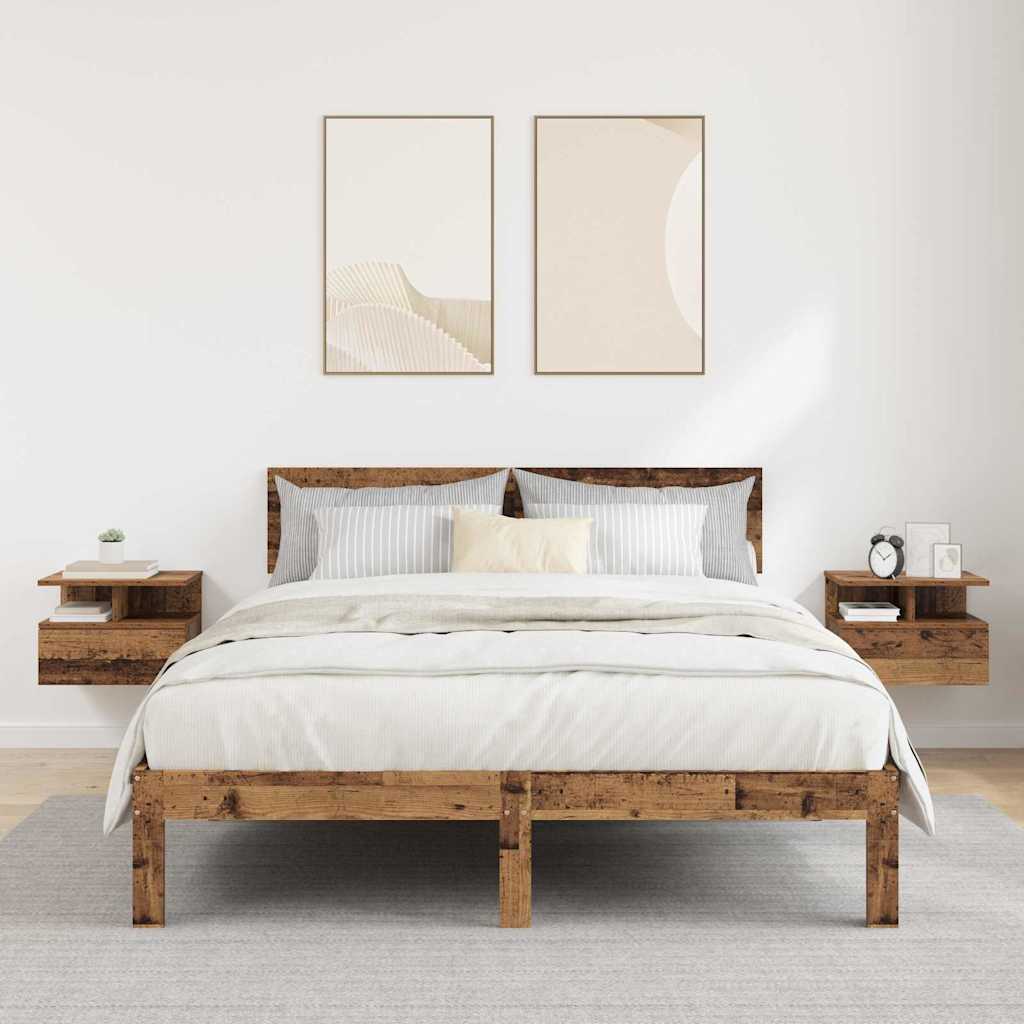 Floating Nightstands 2 pcs Old Wood 40x31x27 cm Engineered Wood - The Home Maker