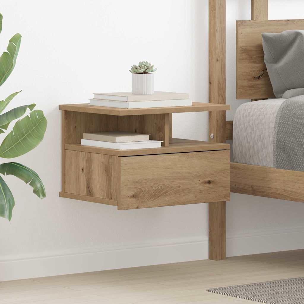 Floating Nightstand Artisan Oak 40x31x27 cm Engineered Wood - R and M Furniture