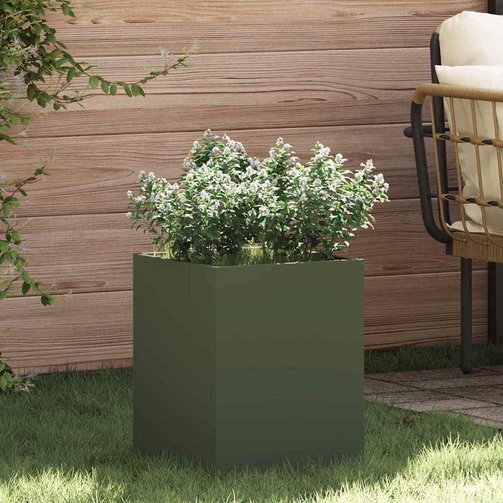 Garden Planter Olive green 32 x 32 x 40 cm Cold-rolled steel - Sid & Sam