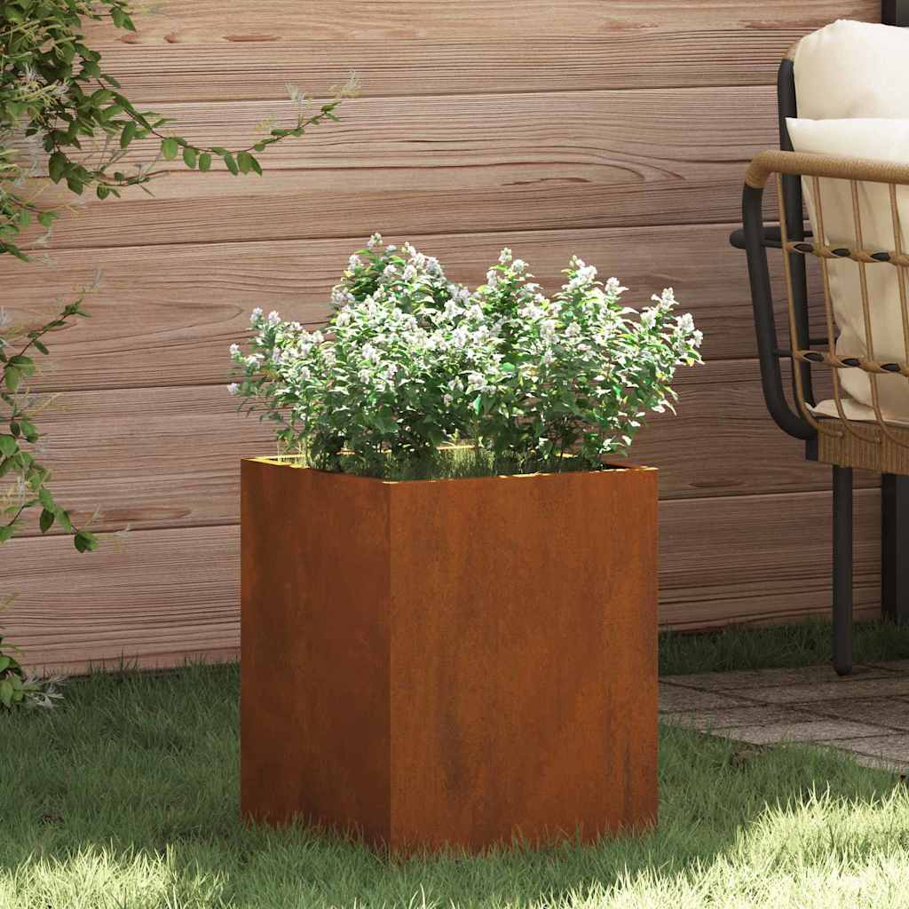 Garden Planter Brown 32 x 32 x 40 cm Weathered steel - Sid & Sam