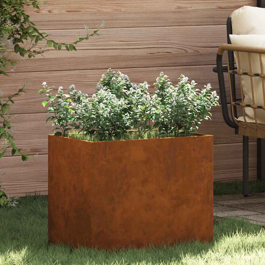 Garden Planter Brown 50 x 32 x 40 cm Weathered steel - Casper Homes