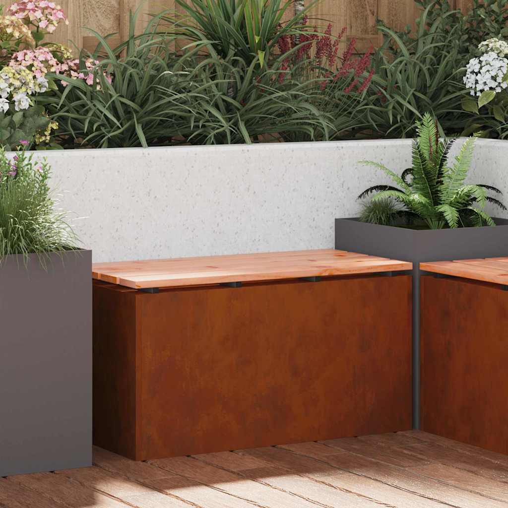 PERCOVE Garden Bench Rusty 80x40 x43 cm Weathering Steel - Charlotte Dunes