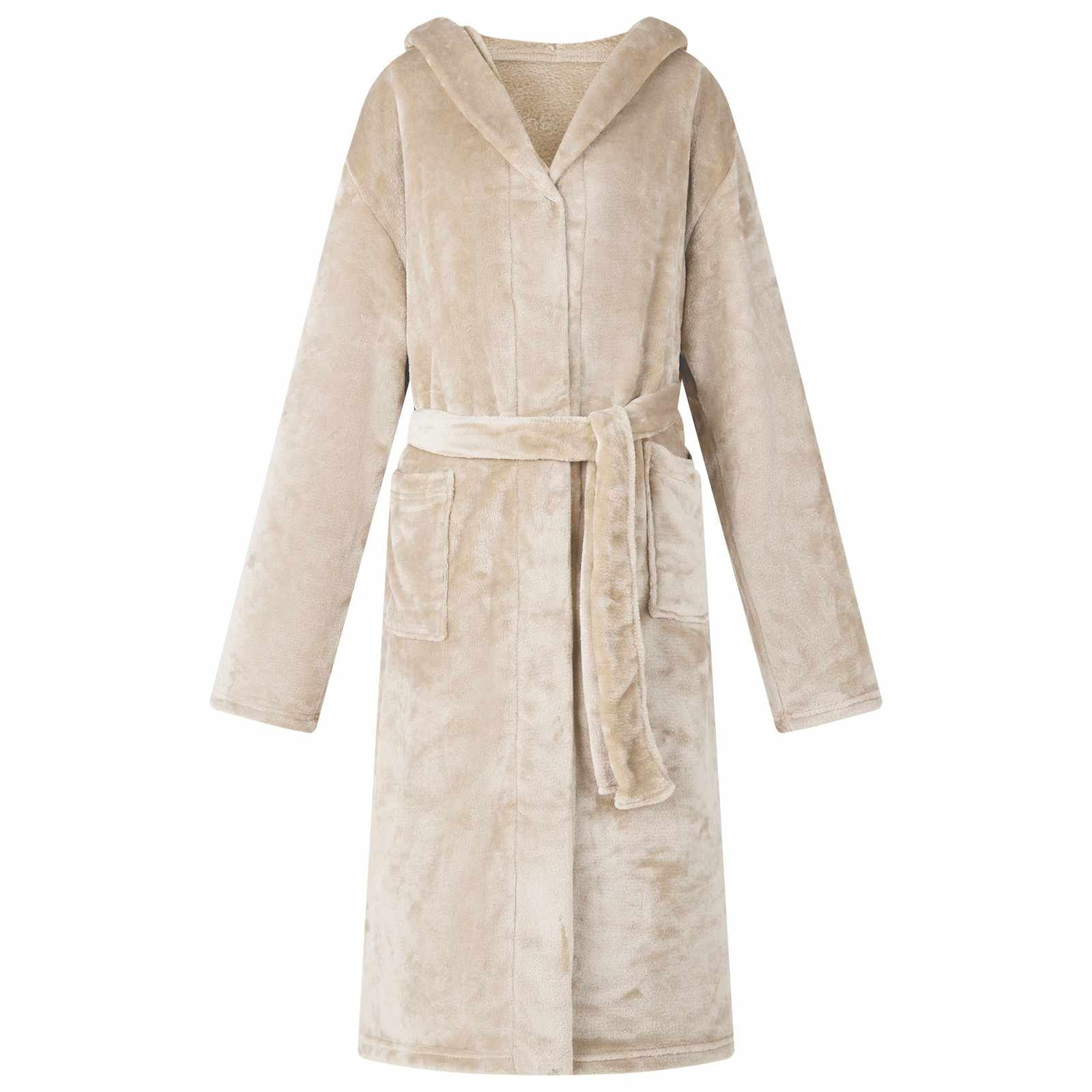 OLHCOVE Bathrobe Hoodie XXXL Flannel - Beige - Charlotte Dunes