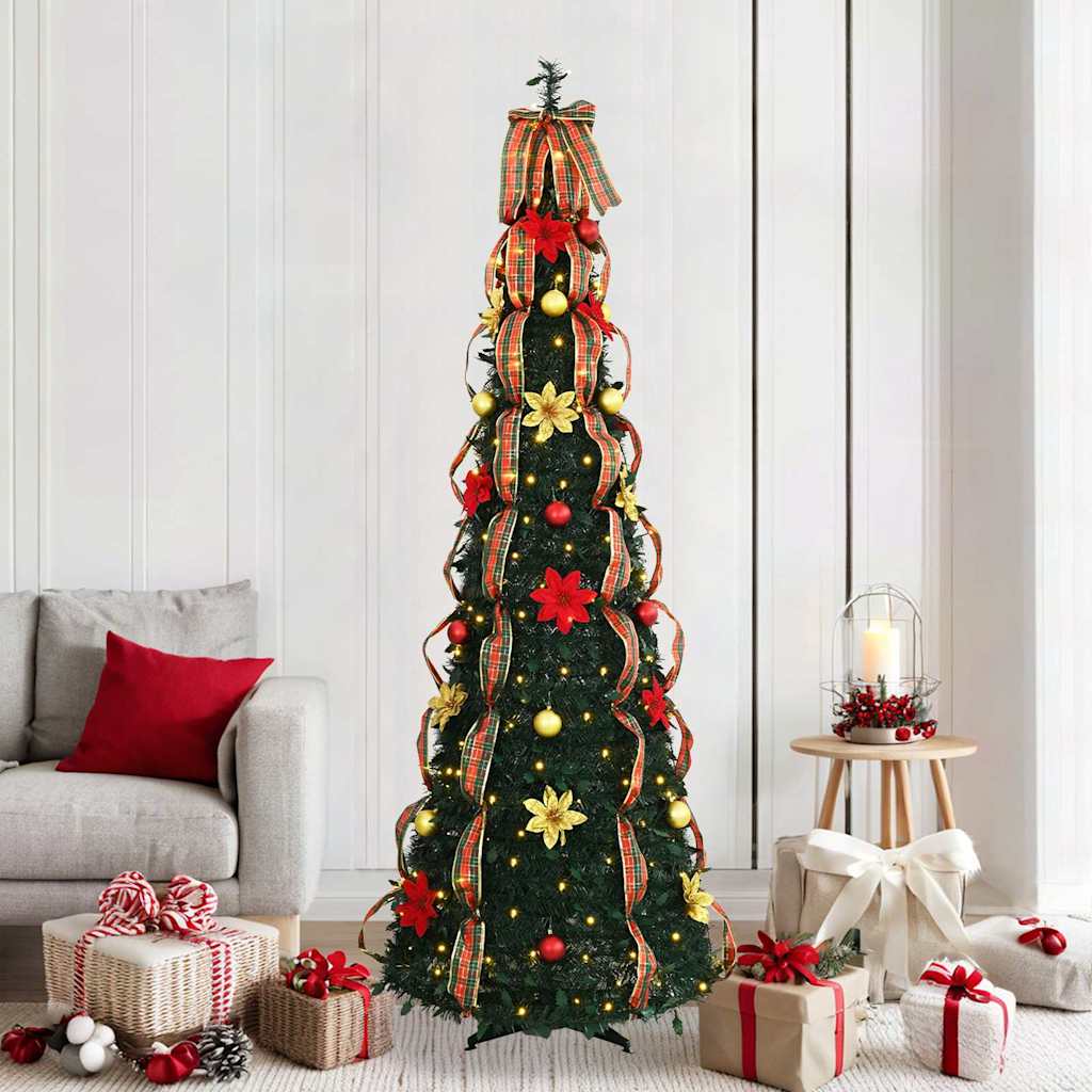 KRISEN Artificial Christmas Tree with 200 LEDs Green 210 cm PVC - Sid & Sam