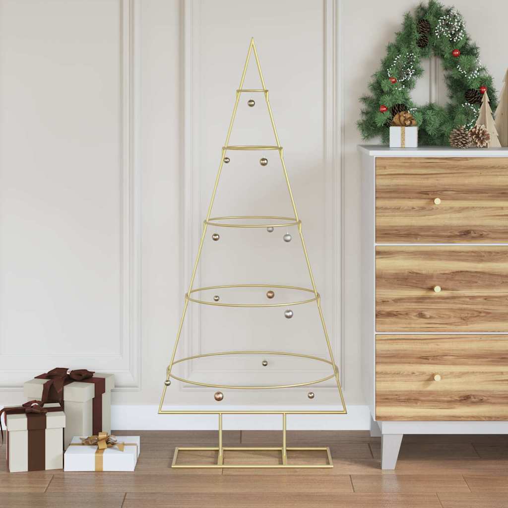 FLIXNOR Metal Christmas Tree with Stand Gold 125 cm Powder-coated steel - Discount Dealers