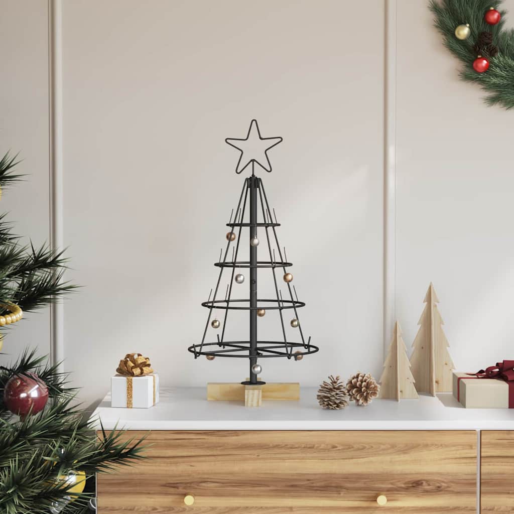 FLIXNOR Christmas Cone Tree with Stand Black 60 cm Steel - R and M Furniture