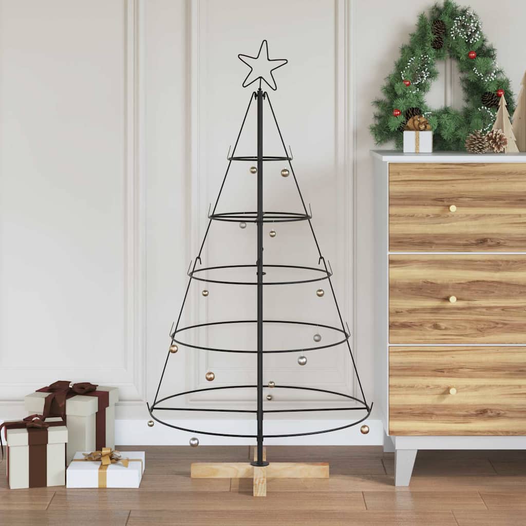 FLIXNOR Christmas Cone Tree with Stand Black 125 cm Steel - Style and Chic