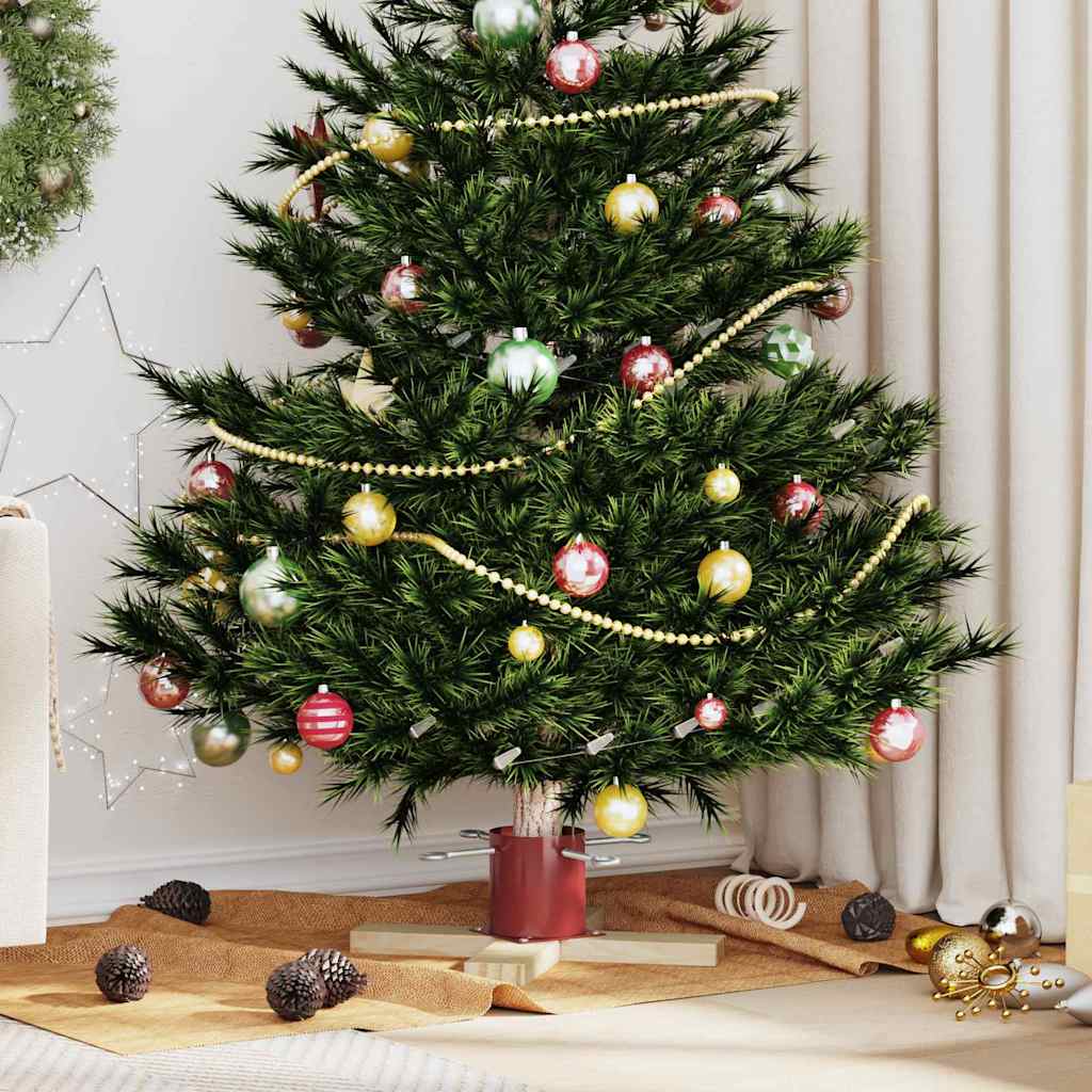 FLIXNOR Christmas Tree Stand 1.73 Red 50 x 50 x 16 cm Solid Pine Wood - Sid & Sam