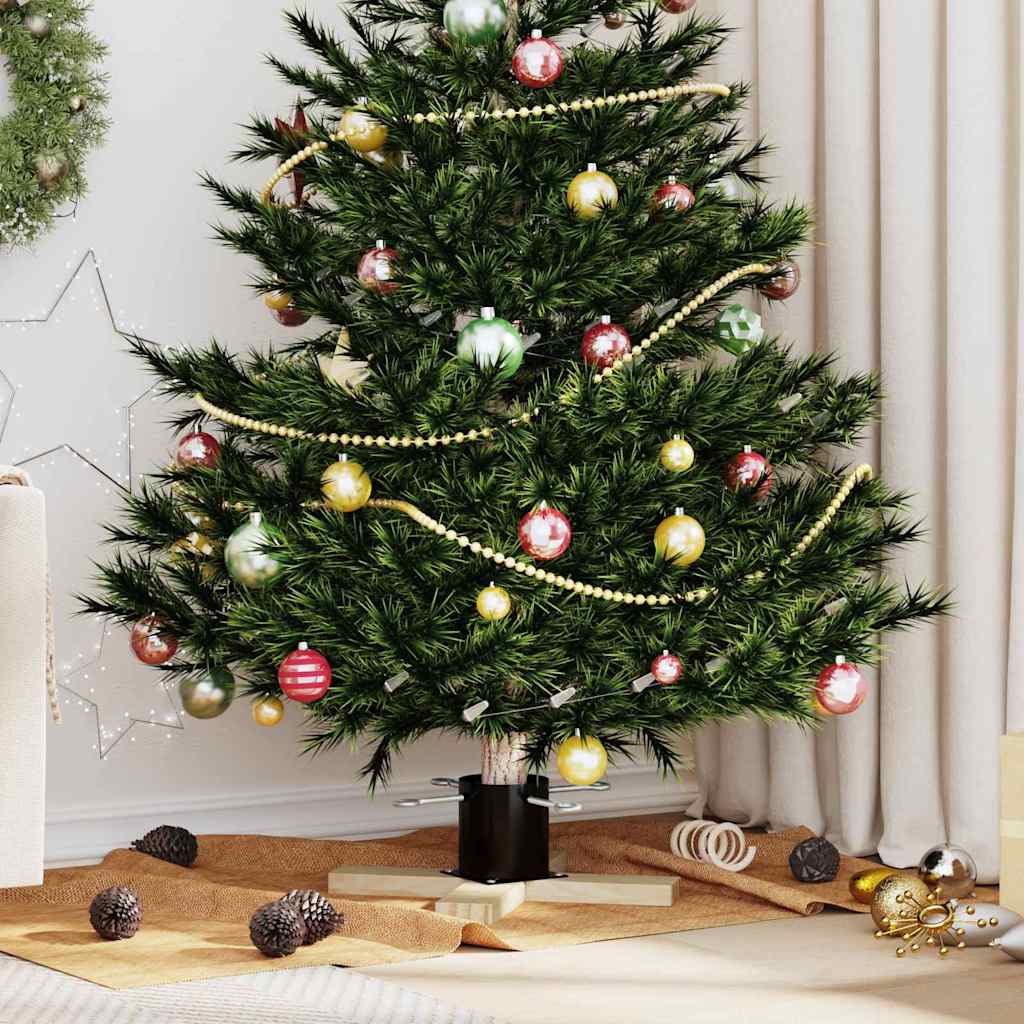 FLIXNOR Christmas Tree Stand 1.73 Black 50 x 50 x 16 cm Solid Pine Wood - Style and Chic
