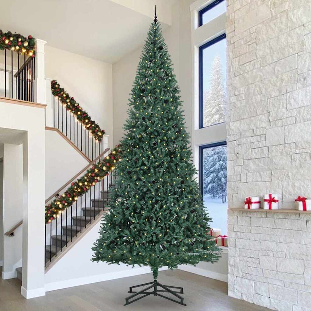 EMBERLY Artificial Pre-lit Christmas Tree with Ball Set Green 500 cm - The Home Maker