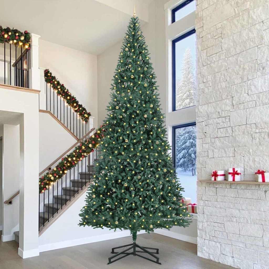 EMBERLY Artificial Pre-lit Christmas Tree with Ball Set Green 500 cm - All Things Good