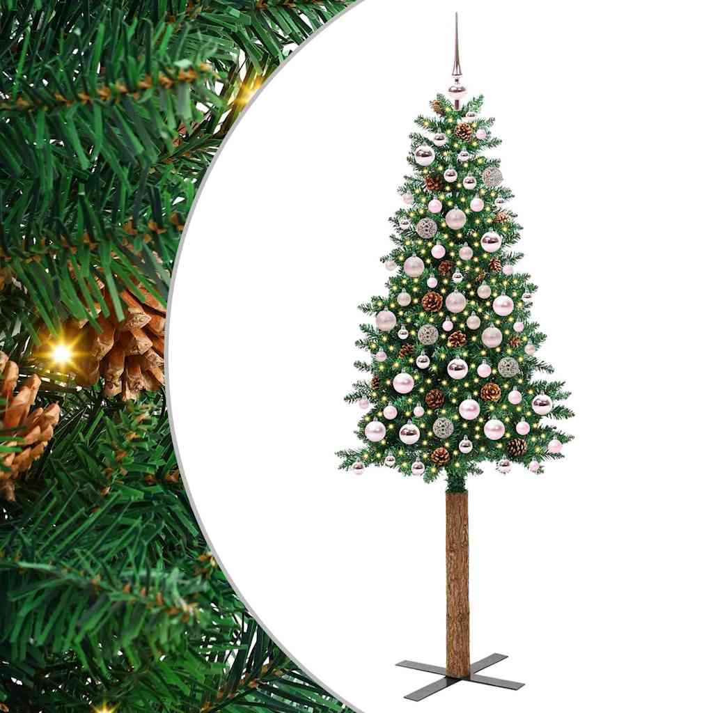 EMBERLY Slim Christmas Tree Green 180 cm PVC and Solid Pine wood - Casper Homes