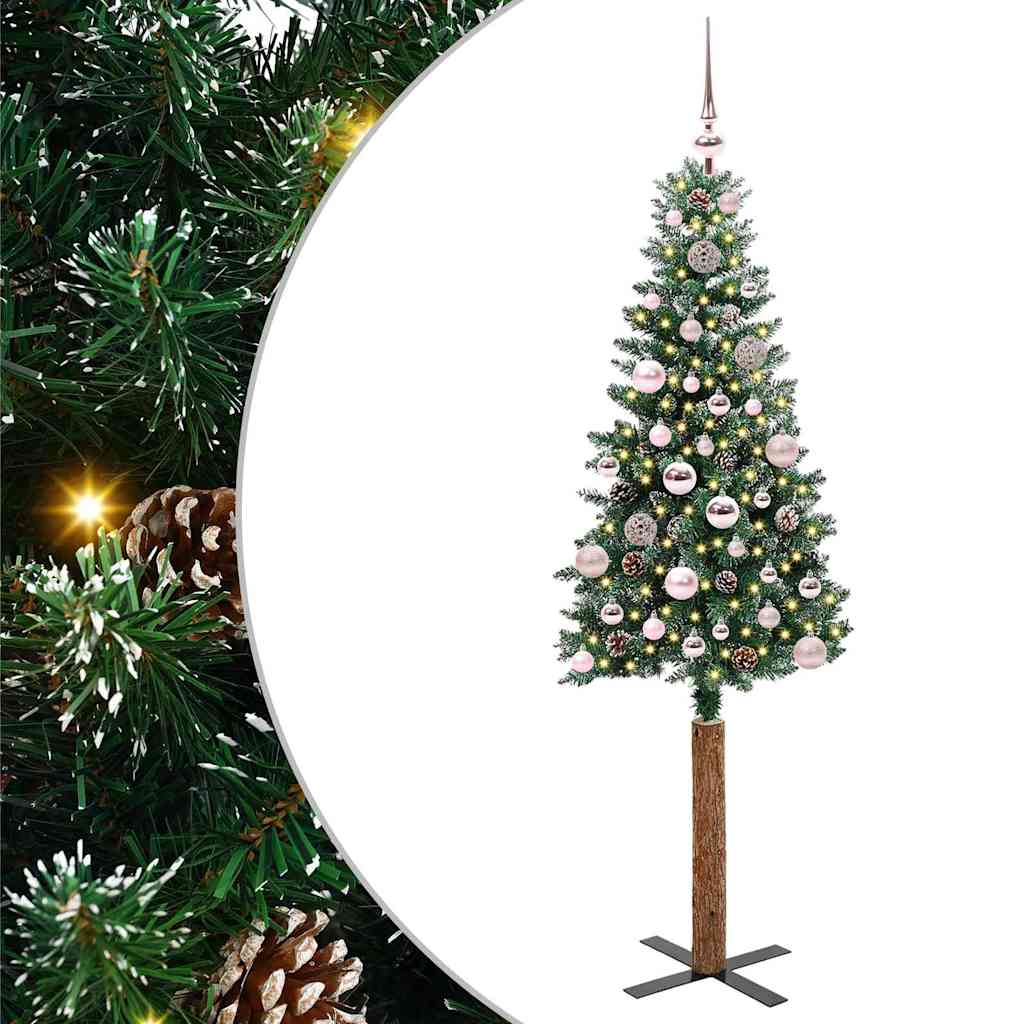 EMBERLY Slim Christmas Tree with 150 LEDs Green and White 150 cm - Direct Imports
