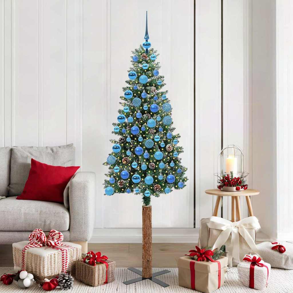 CLOVYN Slim Christmas Tree with 300 LEDs Green and White 180 cm - Sid & Sam