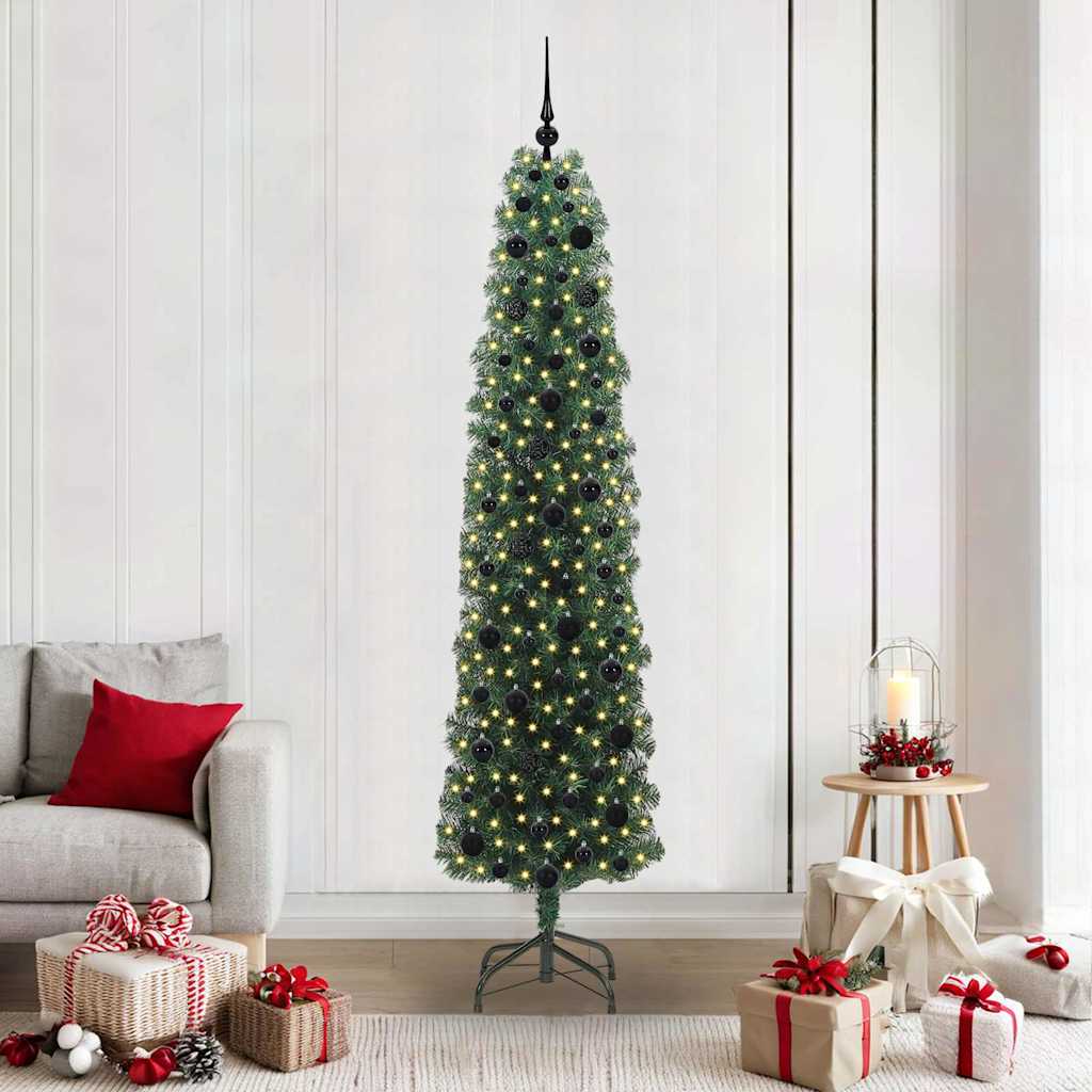 CLOVYN Artificial Christmas Tree with 300 LEDs with Stand Green 210 cm - R and M Furniture