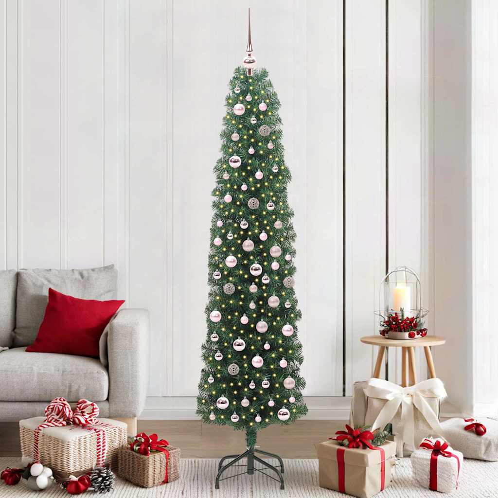 CLOVYN Artificial Christmas Tree with 300 LEDs with Stand Green 210 cm - Sid & Sam