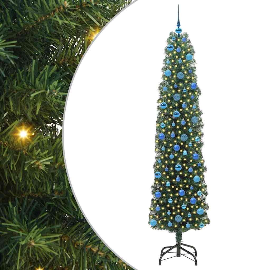 CLOVYN Artificial Christmas Tree with 300 LEDs with Stand Green 240 cm - Sid & Sam