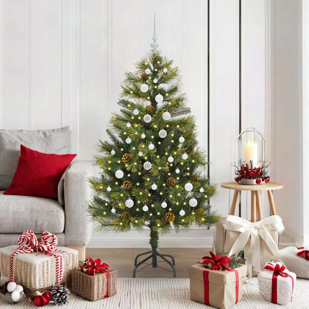 EVERIS Artificial Hinged Christmas Tree with Cones Green 150 cm - Casper Homes