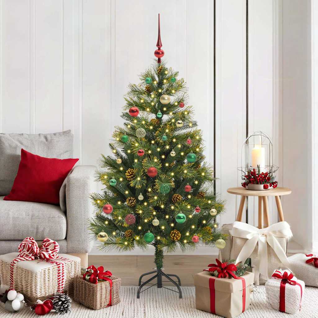 EVERIS Artificial Hinged Christmas Tree with Cones Green 150 cm - Discount Dealers