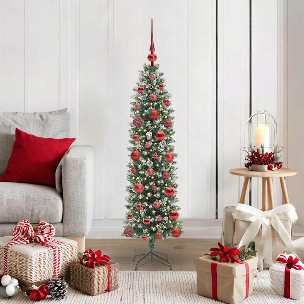 EMVER Artificial Slim Christmas Tree Green and white 120 cm - Millennium Furniture