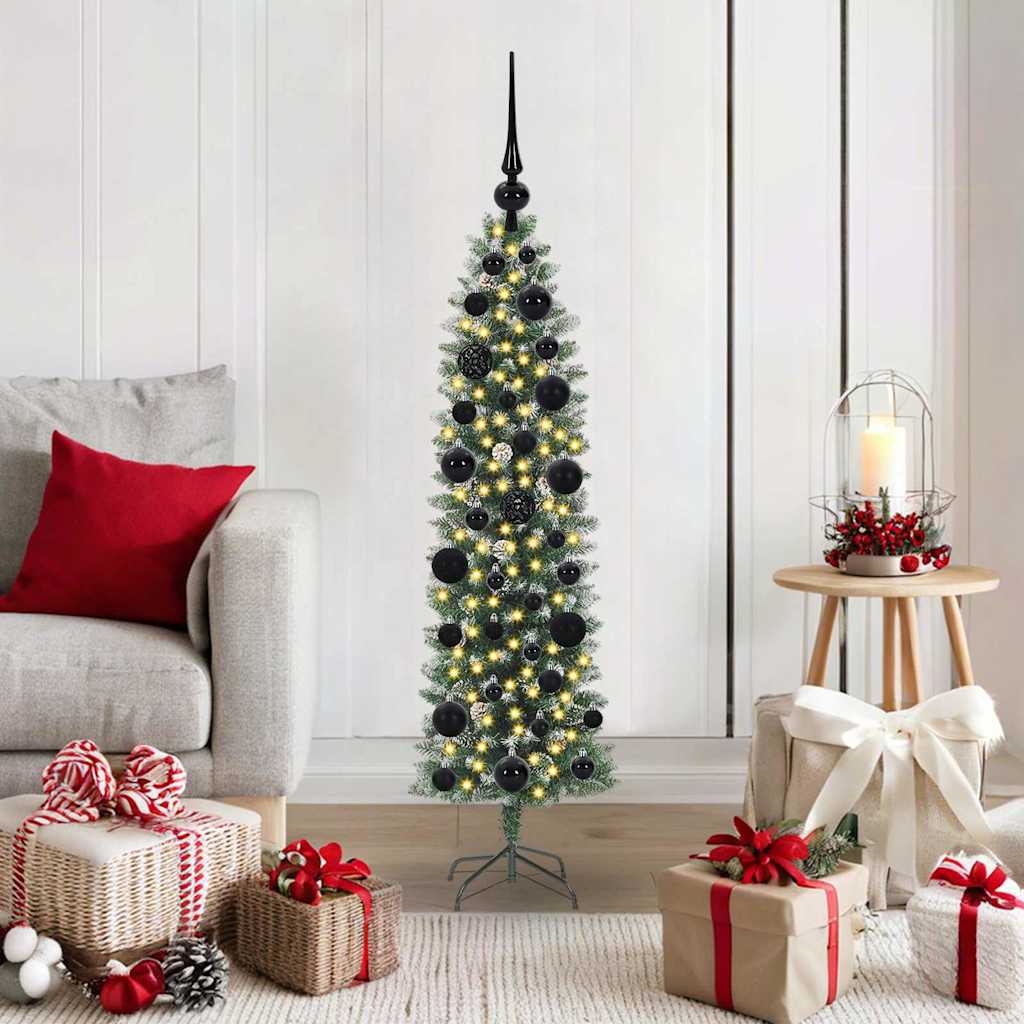 EMVER Artificial Slim Christmas Tree Green and white 120 cm - R and M Furniture