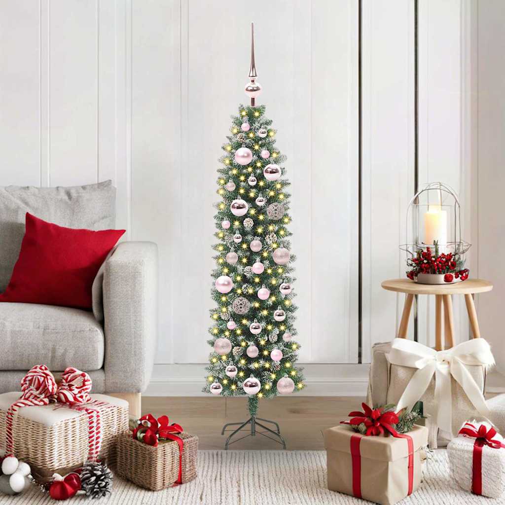 EMVER Artificial Slim Christmas Tree Green and white 120 cm - Sid & Sam