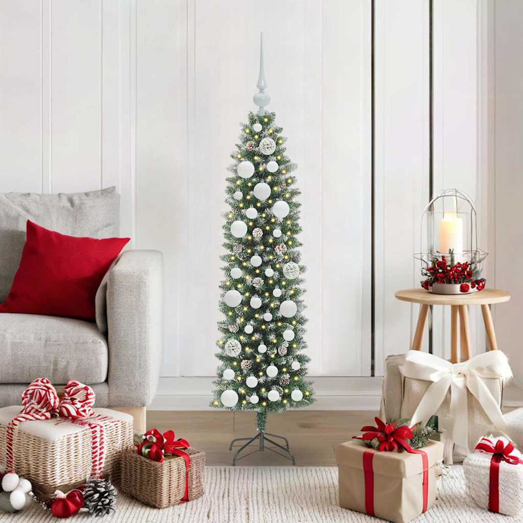 EMVER Artificial Slim Christmas Tree Green and white 120 cm - Style and Chic