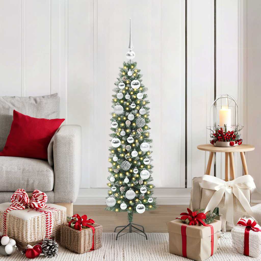 EMVER Artificial Slim Christmas Tree Green and white 120 cm - Tyrell & Tyrell