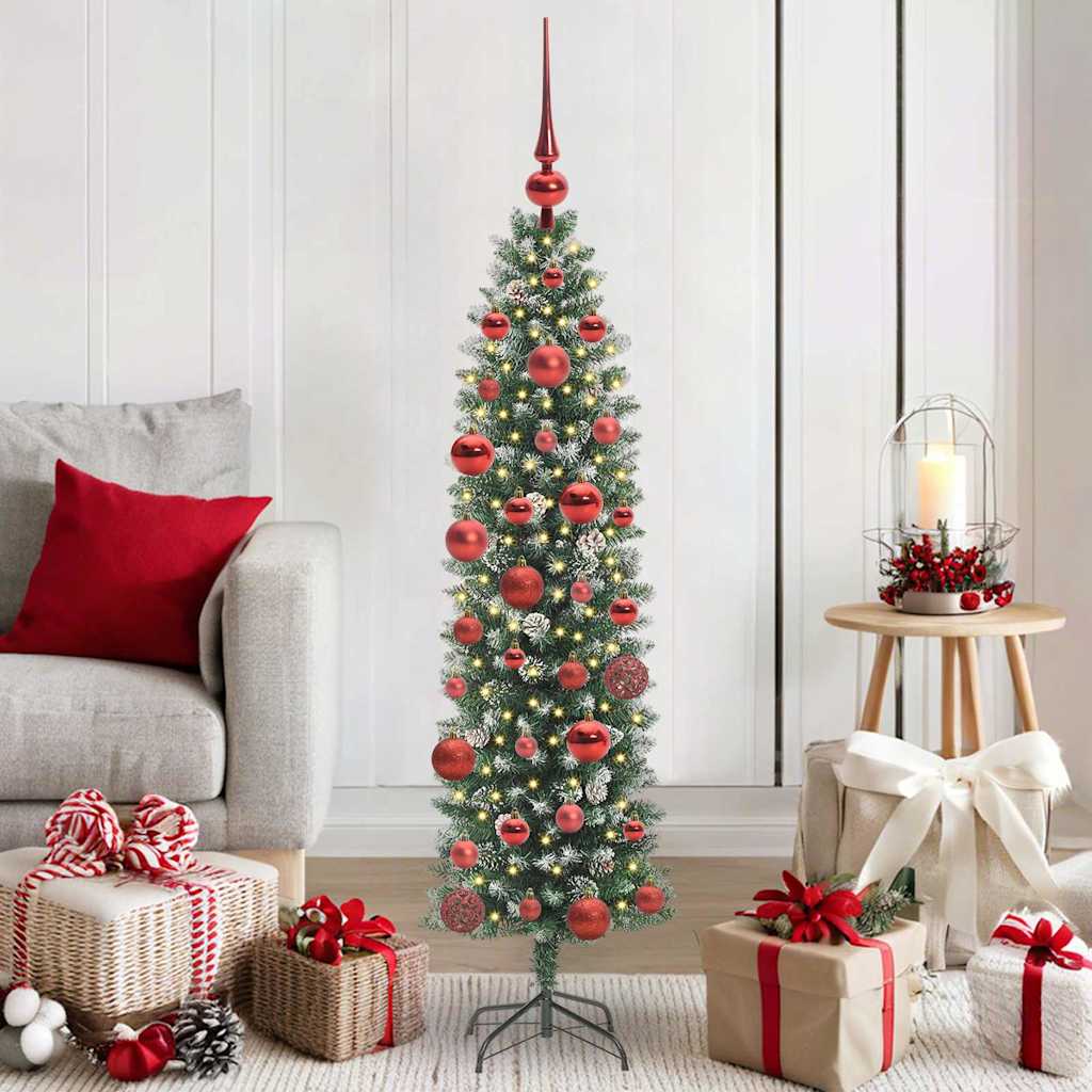 EMVER Artificial Slim Christmas Tree Green and white 150 cm - Design Hut