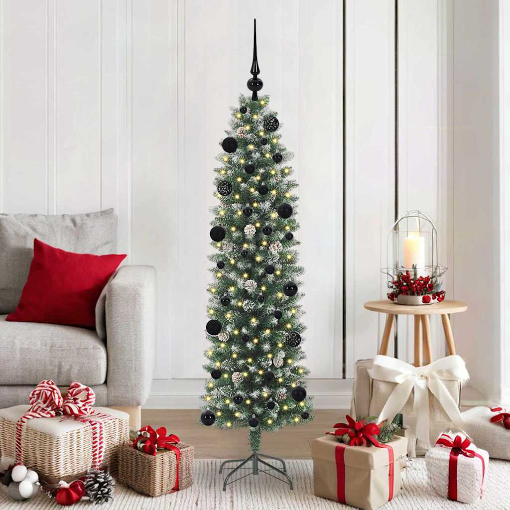 EMVER Artificial Slim Christmas Tree Green and white 150 cm - Direct Imports