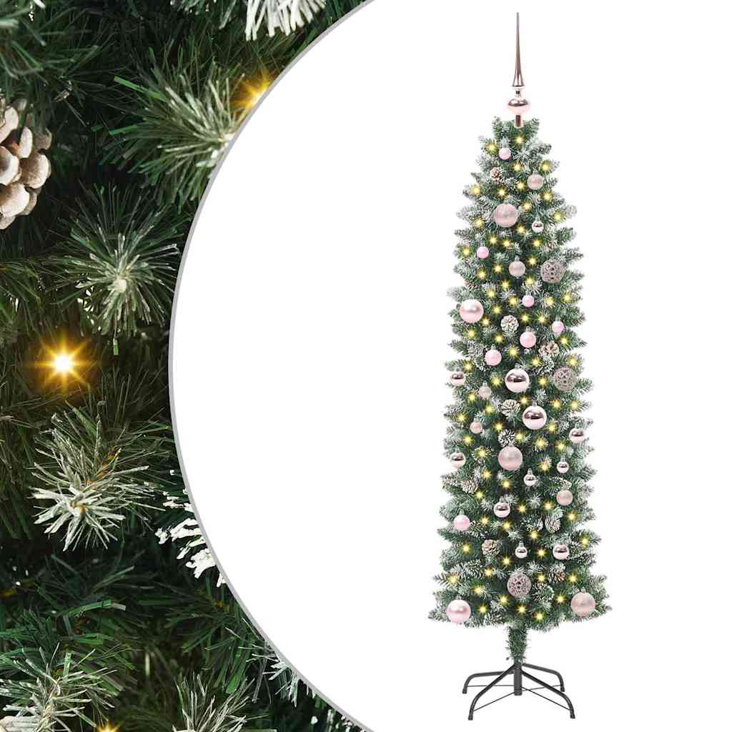 EMVER Artificial Slim Christmas Tree Green and white 150 cm - Discount Dealers