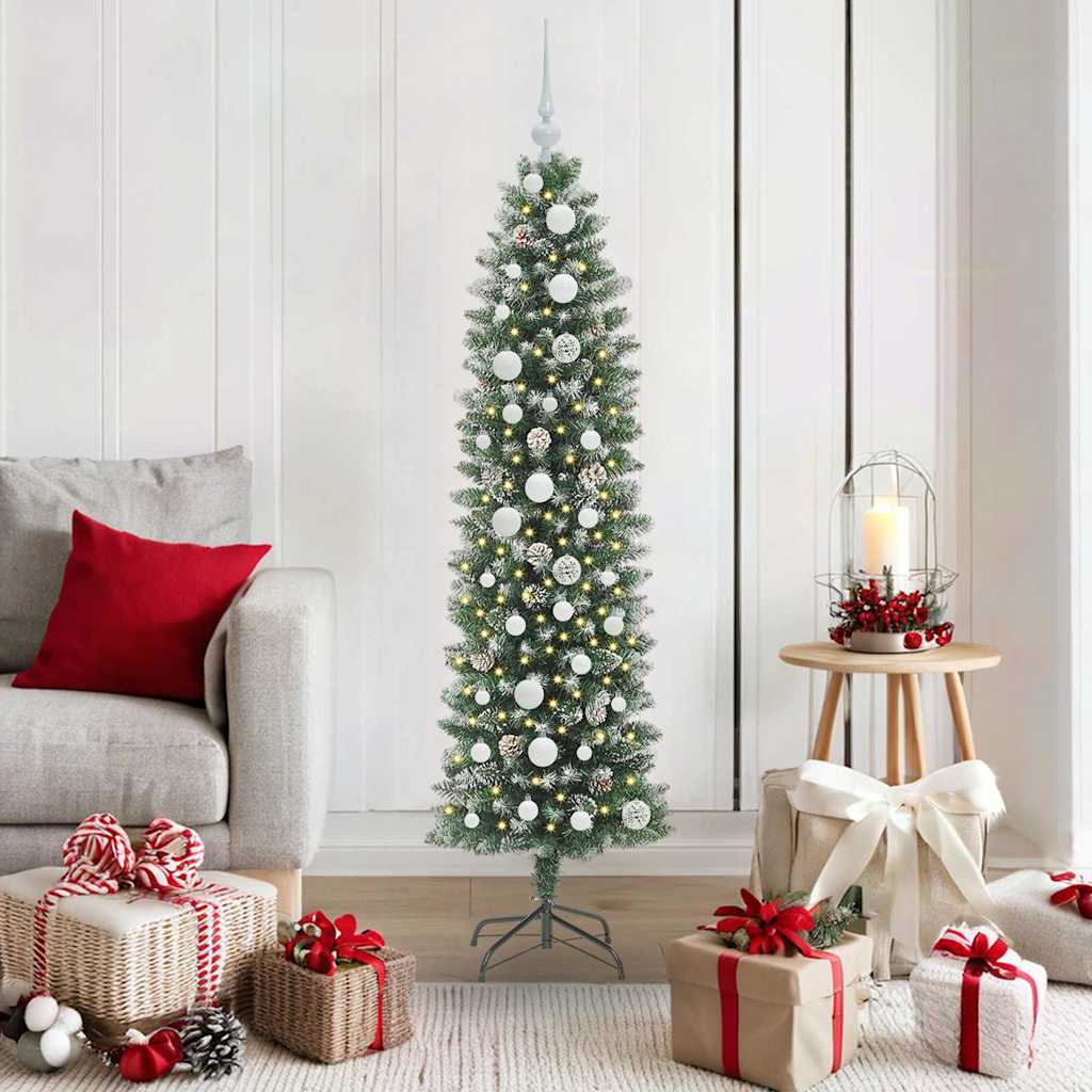 EMVER Artificial Slim Christmas Tree Green and white 150 cm - Merkel Designers