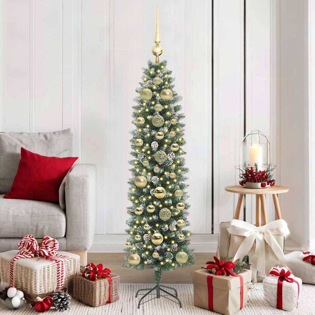 EMVER Artificial Slim Christmas Tree Green and white 150 cm - Merlin Deals
