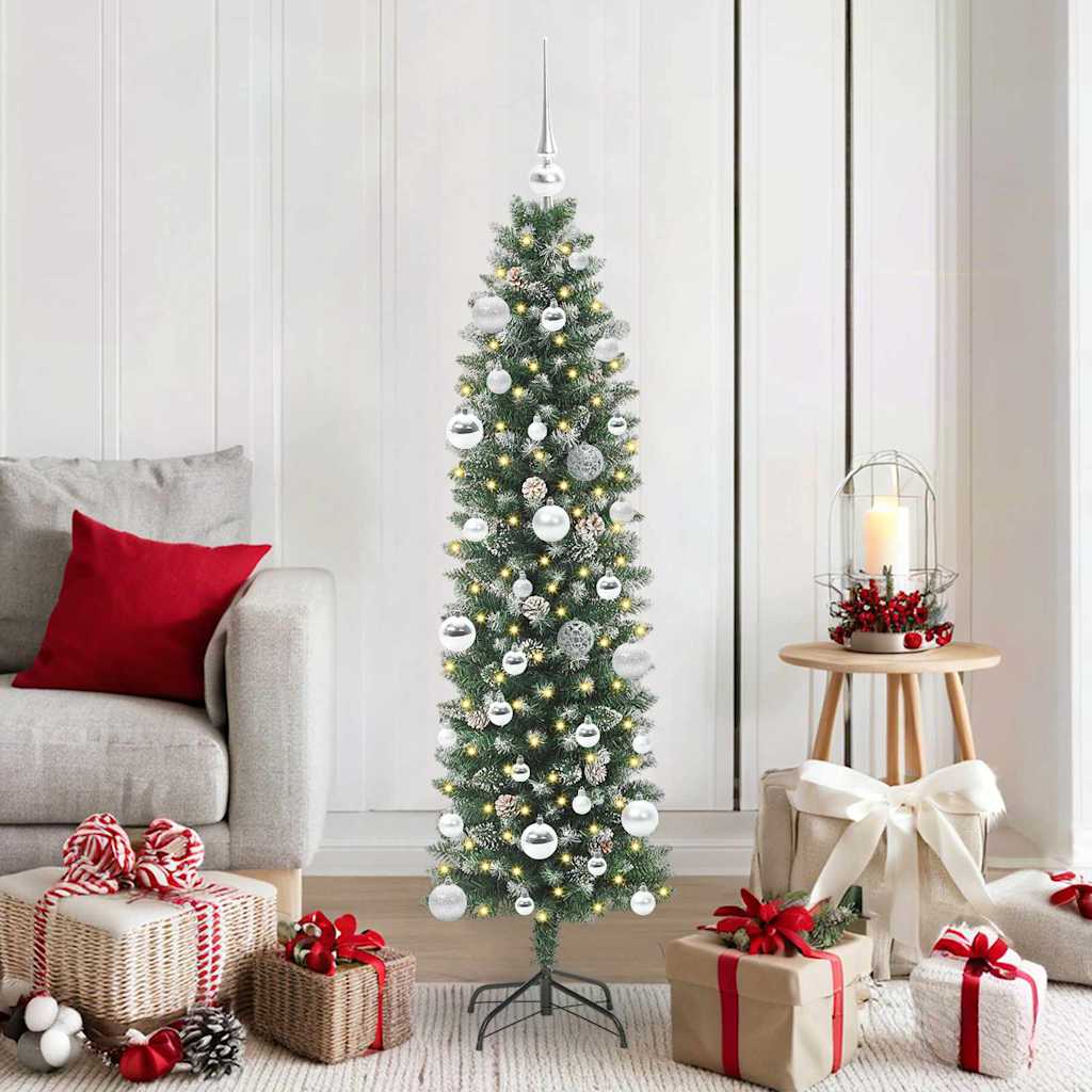 EMVER Artificial Slim Christmas Tree Green and white 150 cm - Millennium Furniture