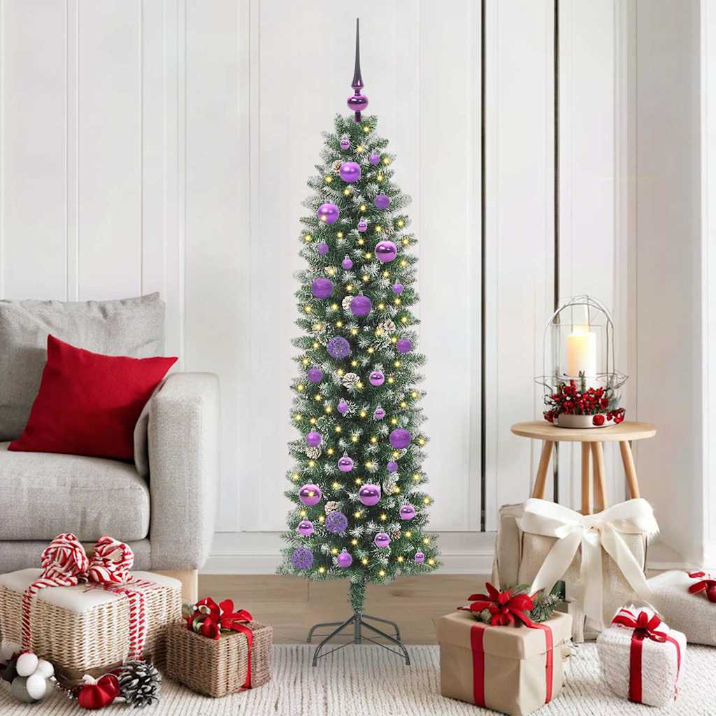 EMVER Artificial Slim Christmas Tree Green and white 150 cm - R and M Furniture