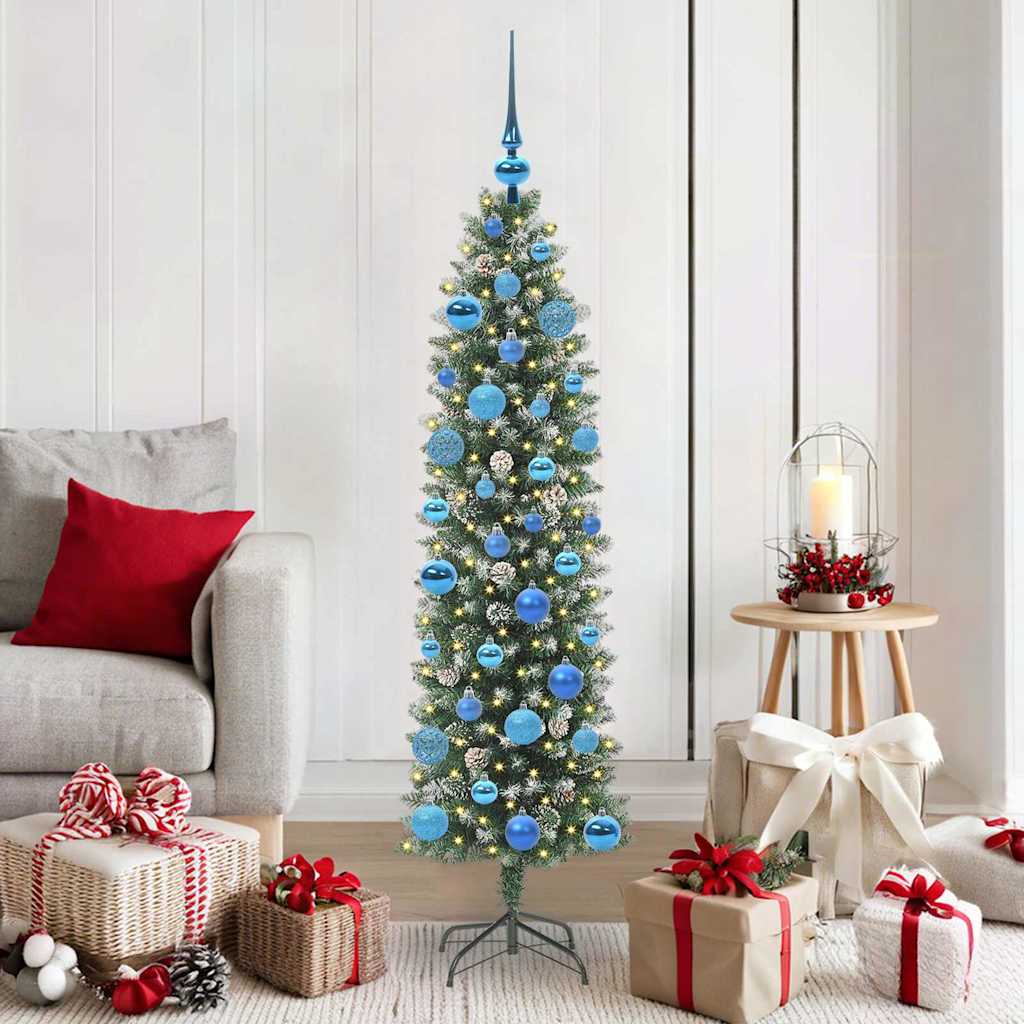 EMVER Artificial Slim Christmas Tree Green and white 150 cm - Sid & Sam